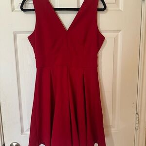 Haute Monde V-Neck Red Mini Dress